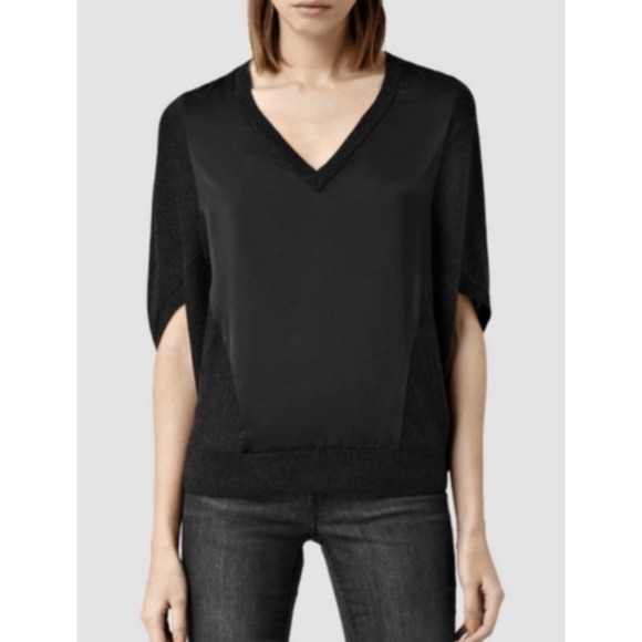 AllSaints 100% Merino Wool Elwar Panel Jumper - Picture 1 of 6